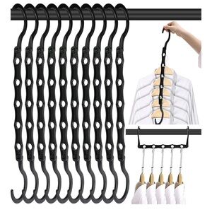 Black Space-Saving Hangers - 10 pack